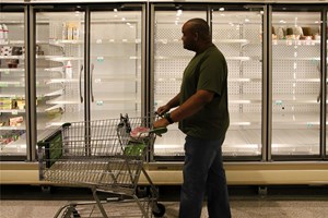 Empty grocery store shelves Empty grocery store shelves